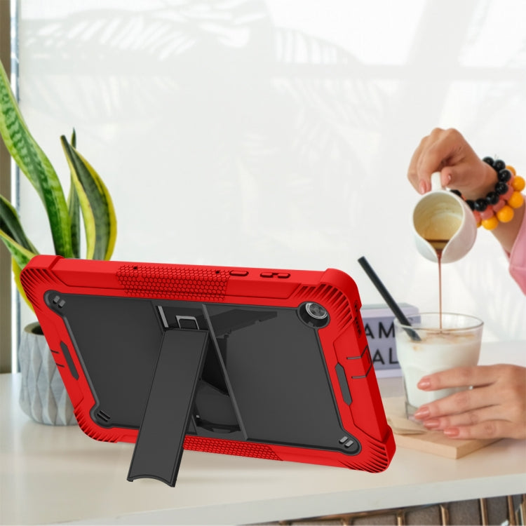 For Lenovo Tab M10 Plus X606 10.3 inch Silicone + PC Holder Shockproof Tablet Case(Red+Black)
