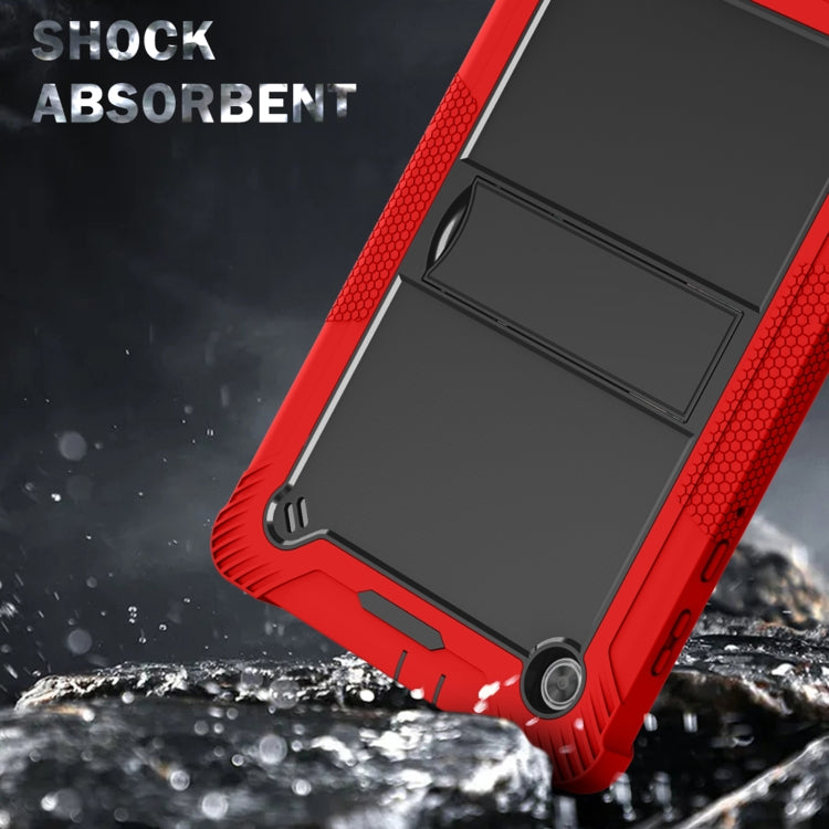For Lenovo Tab M10 Plus X606 10.3 inch Silicone + PC Holder Shockproof Tablet Case(Red+Black)