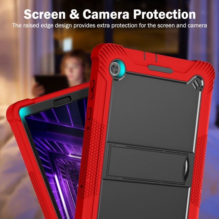 For Lenovo Tab M10 Plus X606 10.3 inch Silicone + PC Holder Shockproof Tablet Case(Red+Black)