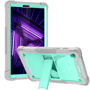 For Lenovo Tab M10 Plus X606 10.3 inch Silicone + PC Holder Shockproof Tablet Case(Grey+Mint Green)