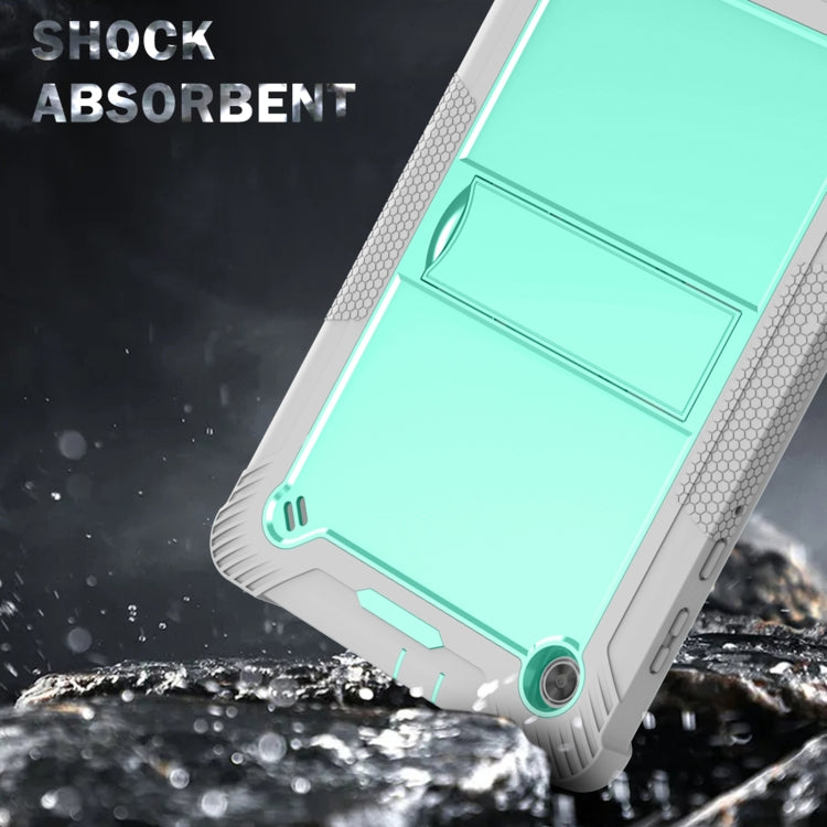 For Lenovo Tab M10 Plus X606 10.3 inch Silicone + PC Holder Shockproof Tablet Case(Grey+Mint Green)
