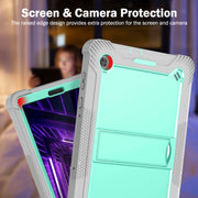 For Lenovo Tab M10 Plus X606 10.3 inch Silicone + PC Holder Shockproof Tablet Case(Grey+Mint Green)