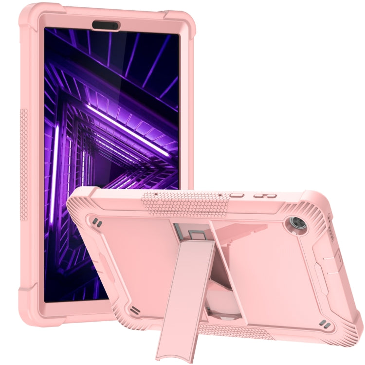 For Lenovo Tab M10 Plus X606 10.3 inch Silicone + PC Holder Shockproof Tablet Case(Rose Gold)