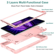 For Lenovo Tab M10 Plus X606 10.3 inch Silicone + PC Holder Shockproof Tablet Case(Rose Gold)