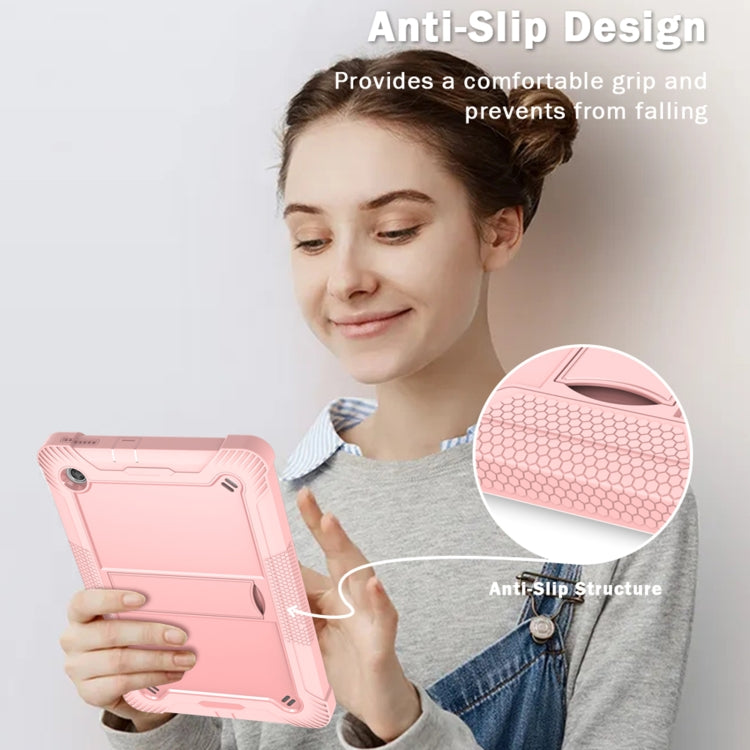 For Lenovo Tab M10 Plus X606 10.3 inch Silicone + PC Holder Shockproof Tablet Case(Rose Gold)
