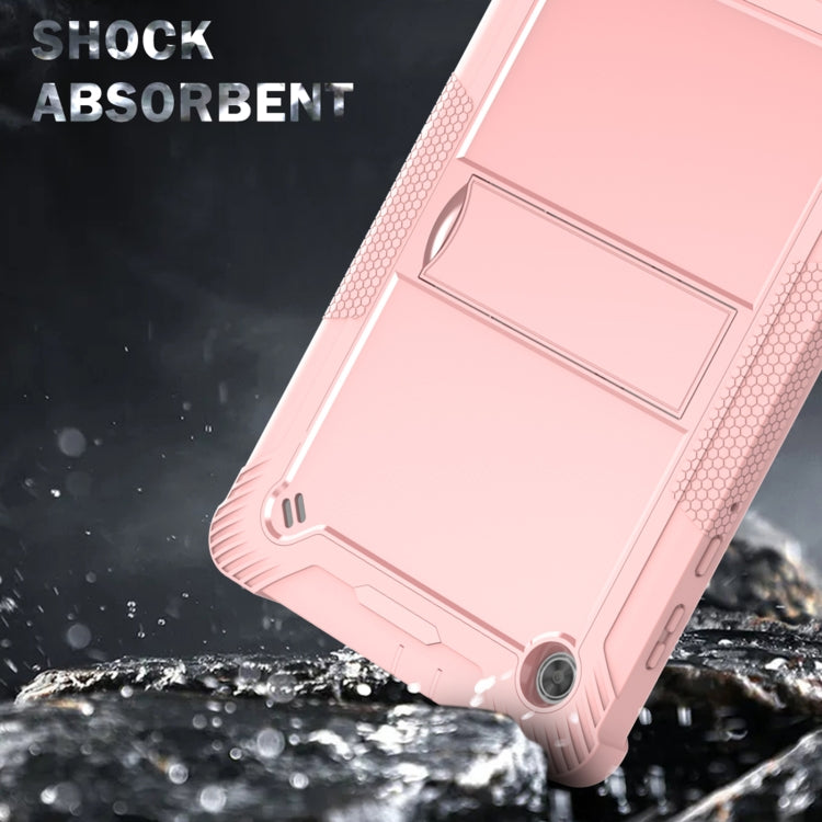 For Lenovo Tab M10 Plus X606 10.3 inch Silicone + PC Holder Shockproof Tablet Case(Rose Gold)