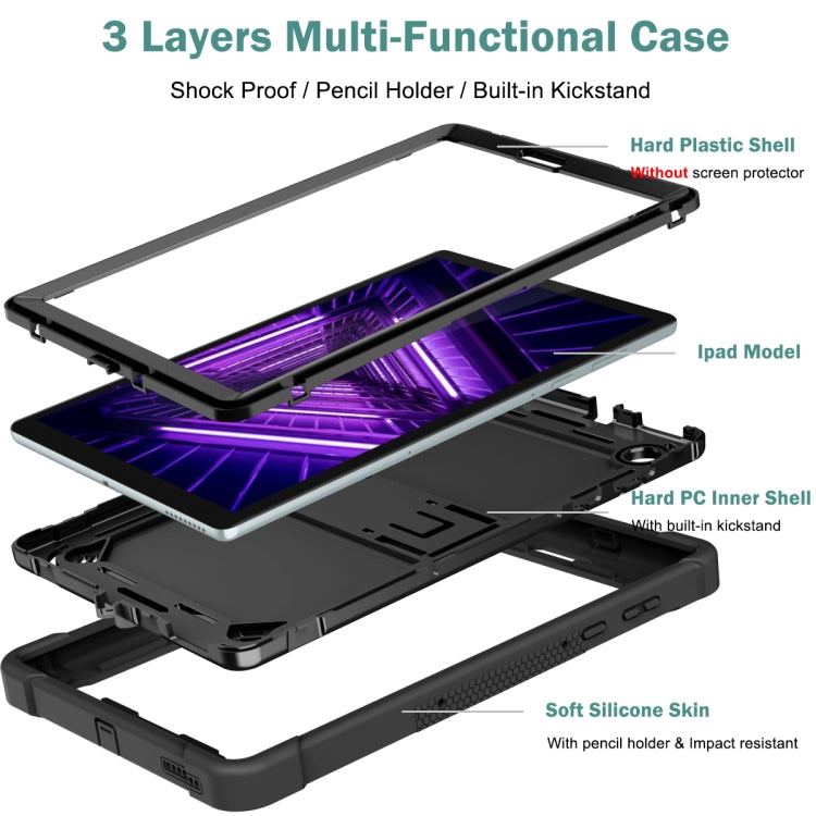 For Lenovo Tab M10 Plus X606 10.3 inch Silicone + PC Holder Shockproof Tablet Case(Black)