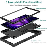 For Lenovo Tab M10 Plus X606 10.3 inch Silicone + PC Holder Shockproof Tablet Case(Black)