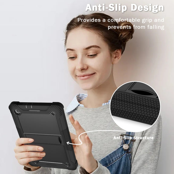 For Lenovo Tab M10 Plus X606 10.3 inch Silicone + PC Holder Shockproof Tablet Case(Black)