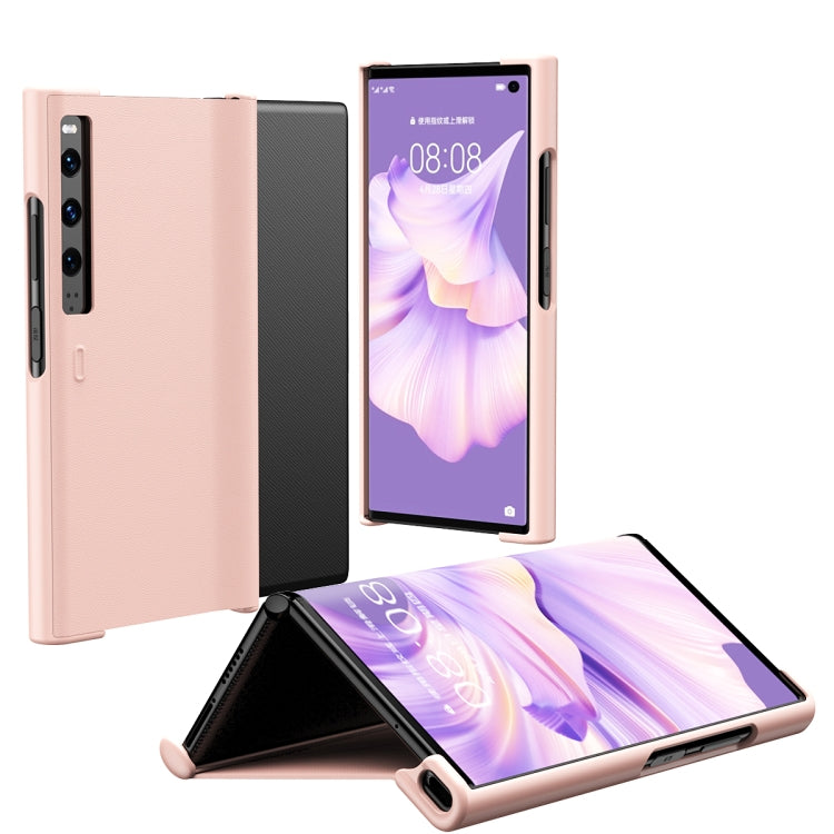 For Huawei Mate Xs 2 Leather Shockproof Phone Case With Holder(Pink)