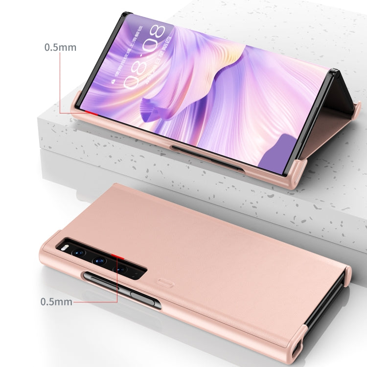 For Huawei Mate Xs 2 Leather Shockproof Phone Case With Holder(Pink)