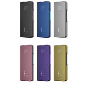 For Samsung Galaxy Z Fold3 Accurate Hole Horizontal Flip Mirror Shockproof Phone Case(Blue)