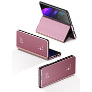 For Samsung Galaxy Z Fold3 Accurate Hole Horizontal Flip Mirror Shockproof Phone Case(Blue)