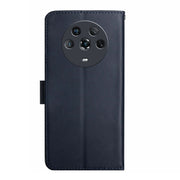For Honor Magic4 Genuine Leather Fingerprint-proof Horizontal Flip Phone Case(Blue)