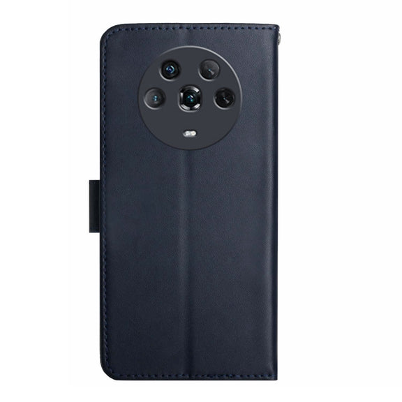 For Honor Magic4 Genuine Leather Fingerprint-proof Horizontal Flip Phone Case(Blue)