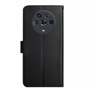 For Honor Magic4 Genuine Leather Fingerprint-proof Horizontal Flip Phone Case(Black)