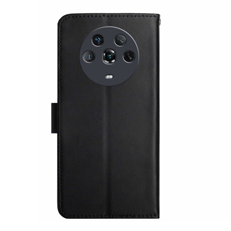 For Honor Magic4 Genuine Leather Fingerprint-proof Horizontal Flip Phone Case(Black)