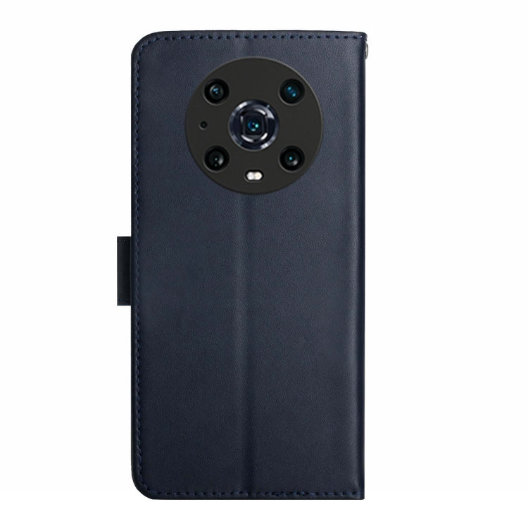 For Honor Magic4 Pro Genuine Leather Fingerprint-proof Horizontal Flip Phone Case(Blue)
