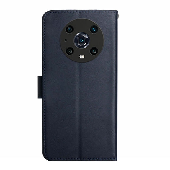 For Honor Magic4 Pro Genuine Leather Fingerprint-proof Horizontal Flip Phone Case(Blue)