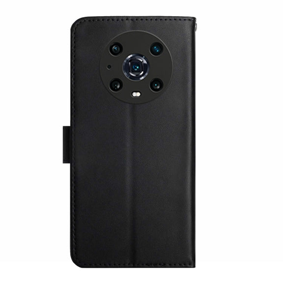 For Honor Magic4 Pro Genuine Leather Fingerprint-proof Horizontal Flip Phone Case(Black)