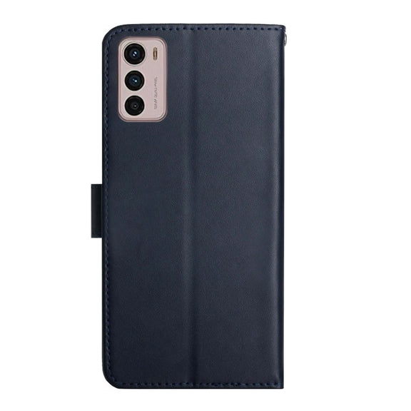 For Motorola Moto G42 Genuine Leather Fingerprint-proof Horizontal Flip Phone Case(Blue)