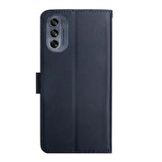 For Motorola Moto G62 5G Genuine Leather Fingerprint-proof Horizontal Flip Phone Case(Blue)
