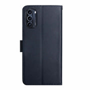 For Motorola Moto G52J 5G Genuine Leather Fingerprint-proof Horizontal Flip Phone Case(Blue)