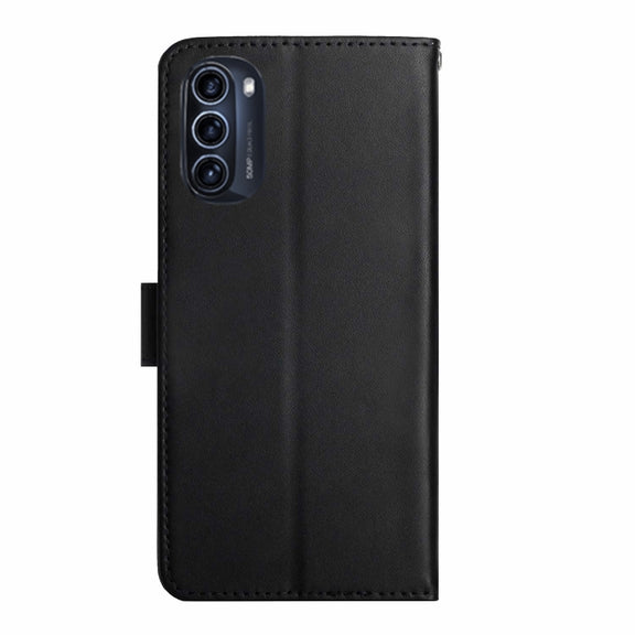 For Motorola Moto G52J 5G Genuine Leather Fingerprint-proof Horizontal Flip Phone Case(Black)