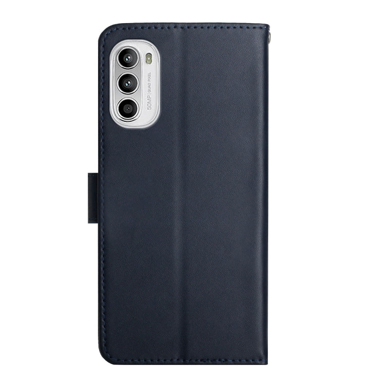 For Motorola Moto G71S Genuine Leather Fingerprint-proof Horizontal Flip Phone Case(Blue)