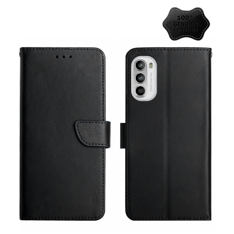 For Motorola Moto G71S Genuine Leather Fingerprint-proof Horizontal Flip Phone Case(Black)