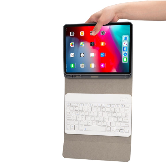 RK11 Cloth Texture Detachable Magnetic Bluetooth Keyboard Horizontal Flip Leather Tablet Case for iPad Pro 11 2020 / 2018 with Holder & Pen Slot(Blue)
