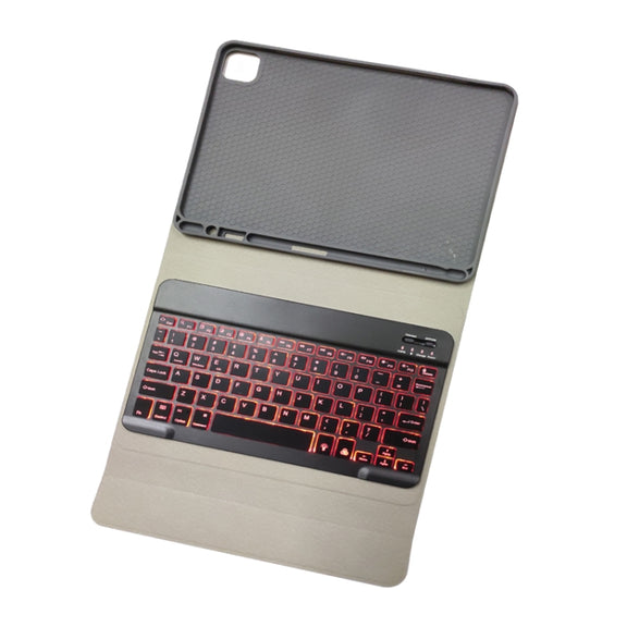 RK11D Backlight Cloth Texture Detachable Magnetic Bluetooth Keyboard Horizontal Flip Leather Tablet Case for iPad Pro 11 2020 / 2018 with Holder & Pen Slot(Red)