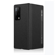 For Huawei Mate X2 Cross Texture Horizontal Flip Leather Phone Case with Smart Touch Call Display ID(Black)