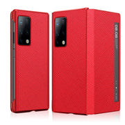 For Huawei Mate X2 Cross Texture Horizontal Flip Leather Phone Case with Smart Touch Call Display ID(Red)