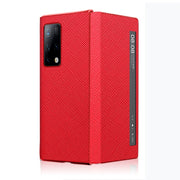 For Huawei Mate X2 Cross Texture Horizontal Flip Leather Phone Case with Smart Touch Call Display ID(Red)