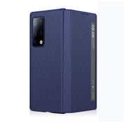 For Huawei Mate X2 Cross Texture Horizontal Flip Leather Phone Case with Smart Touch Call Display ID(Dark Blue)