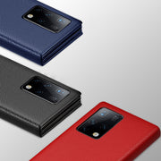 For Huawei Mate X2 Leather Texture Horizontal Flip Phone Case with Smart Touch Call Display ID(Black)