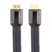 For HDMI 3m 2.0 Version  HD Cable 19 + 1 Standard Oxygen-Free Copper Metal Sshell 4K TV Flat Cable(Gun Black + Nylon Mesh)