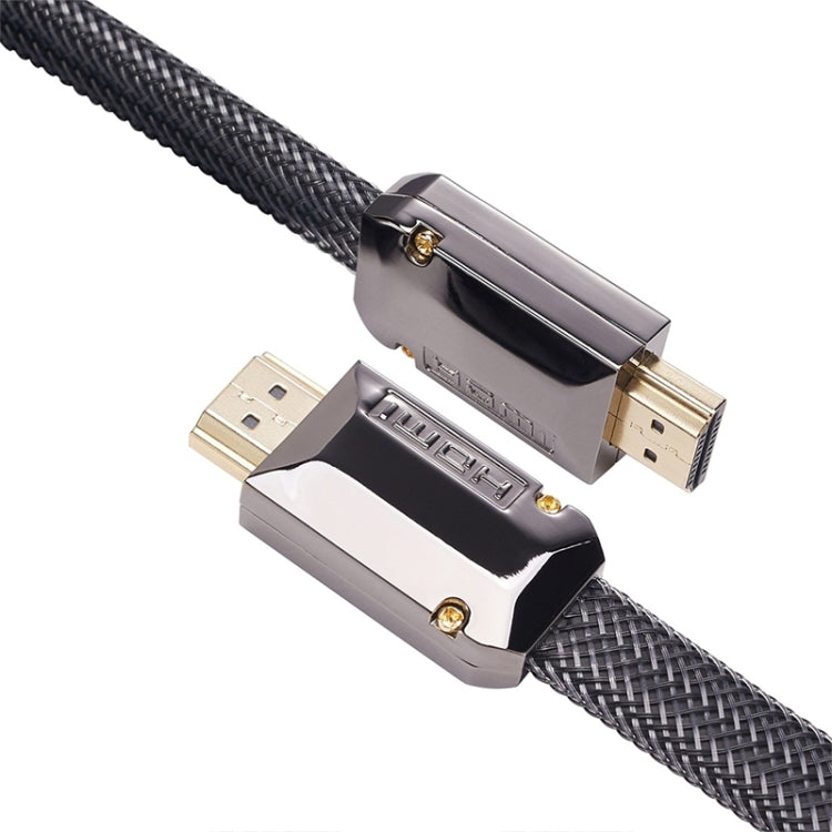 For HDMI 3m 2.0 Version  HD Cable 19 + 1 Standard Oxygen-Free Copper Metal Sshell 4K TV Flat Cable(Gun Black + Nylon Mesh)