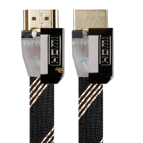For HDMI 3m 2.0 Version  HD Cable 19 + 1 Standard Oxygen-Free Copper Metal Sshell 4K TV Flat Cable(Gun Black + Nylon Mesh)