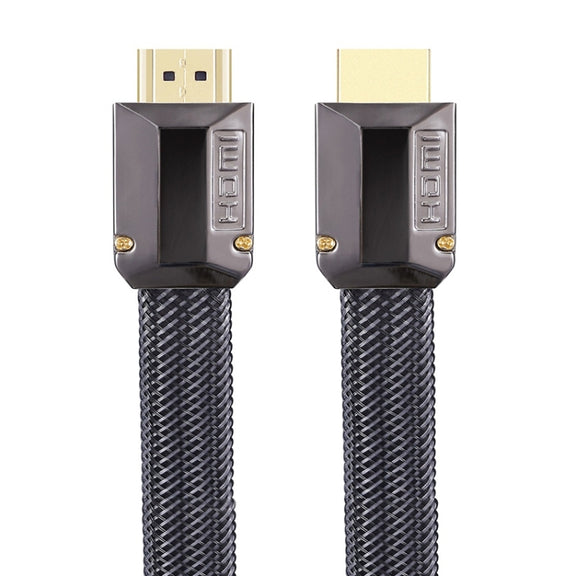 For HDMI 3m 2.0 Version  HD Cable 19 + 1 Standard Oxygen-Free Copper Metal Sshell 4K TV Flat Cable(Gun Black + Nylon Mesh)