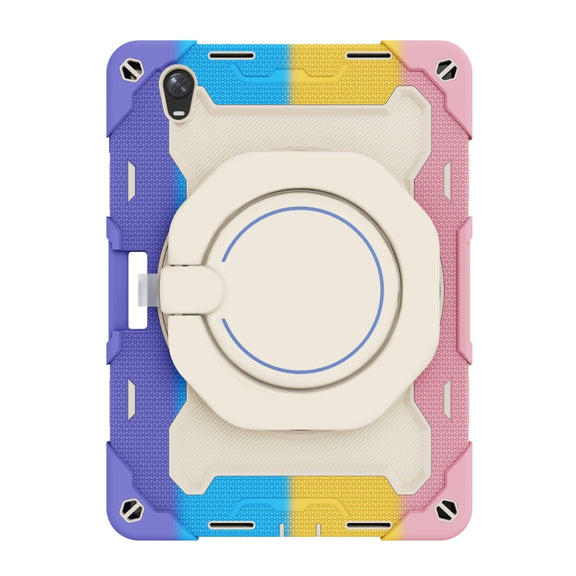 For OPPO Pad Armor Contrast Color Silicone + PC Tablet Case(Colorful Pink)