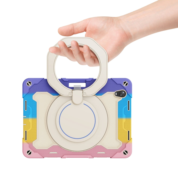 For OPPO Pad Armor Contrast Color Silicone + PC Tablet Case(Colorful Pink)