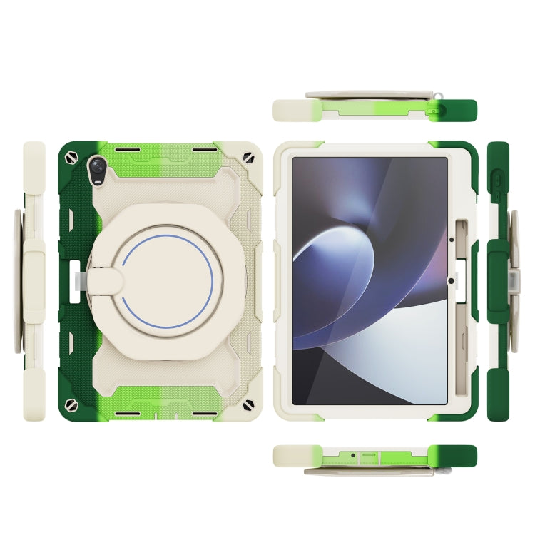 For OPPO Pad Armor Contrast Color Silicone + PC Tablet Case(Colorful Green)