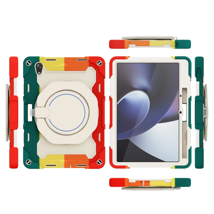For OPPO Pad Armor Contrast Color Silicone + PC Tablet Case(Colorful Red)