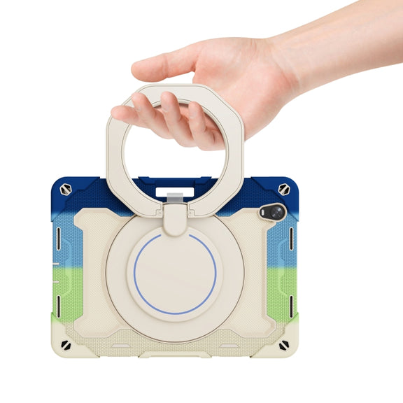 For OPPO Pad Armor Contrast Color Silicone + PC Tablet Case(Colorful Blue)