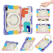 For Huawei MatePad 10.4 Armor Contrast Color Silicone + PC Tablet Case(Colorful Pink)