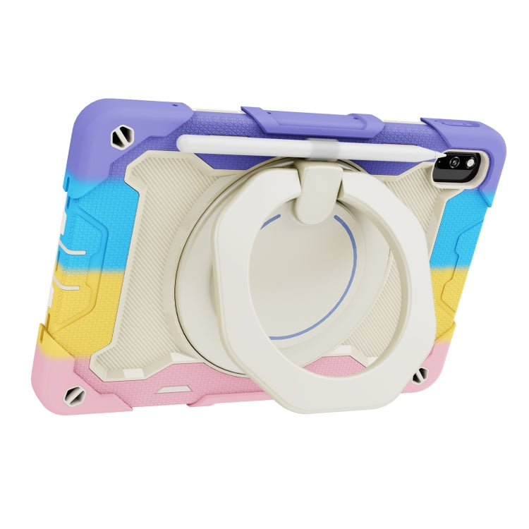 For Huawei MatePad 10.4 Armor Contrast Color Silicone + PC Tablet Case(Colorful Pink)