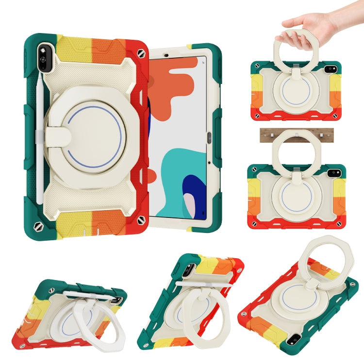 For Huawei MatePad 10.4 Armor Contrast Color Silicone + PC Tablet Case(Colorful Red)