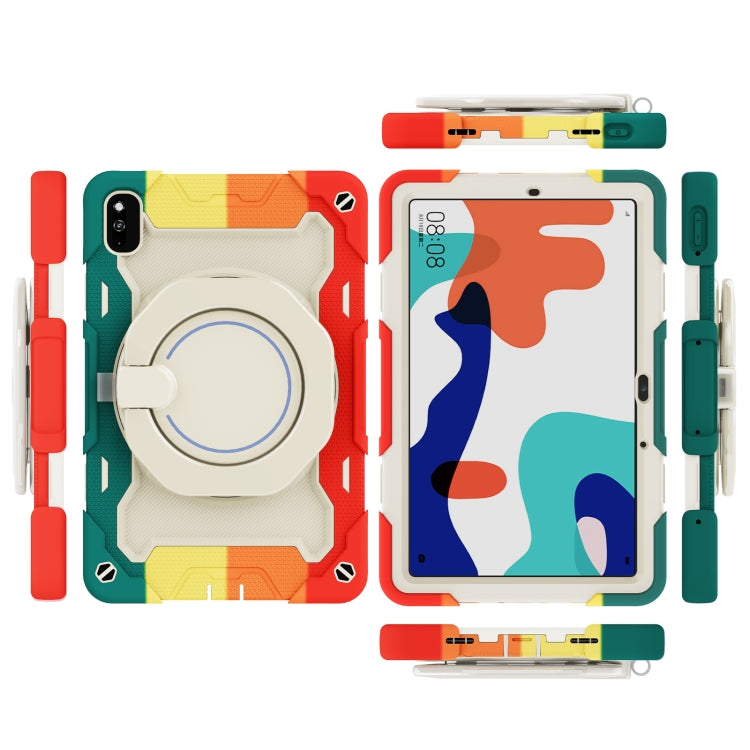 For Huawei MatePad 10.4 Armor Contrast Color Silicone + PC Tablet Case(Colorful Red)
